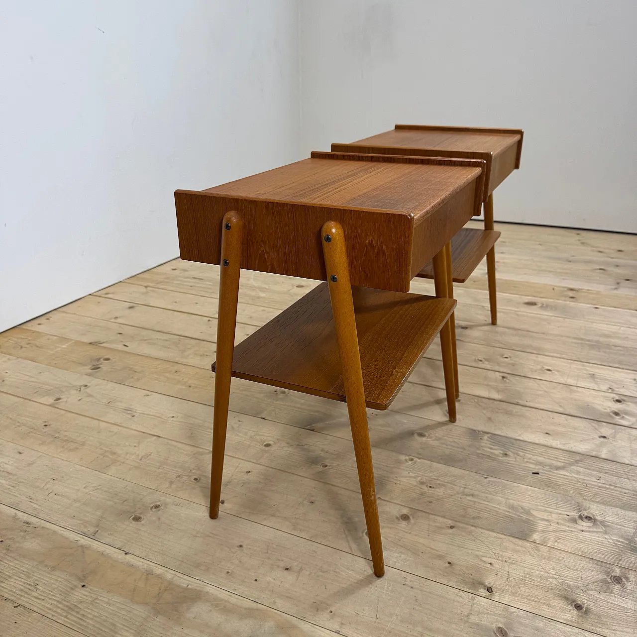 Pair of AB Carlström teak nightstands, 1960s 2