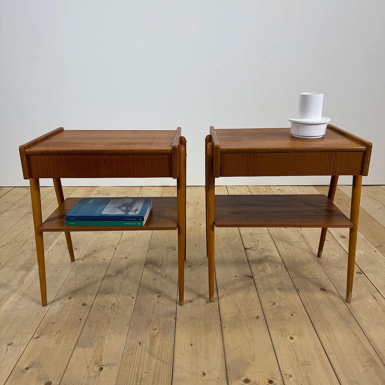 Pair of AB Carlström teak nightstands, 1960s 4
