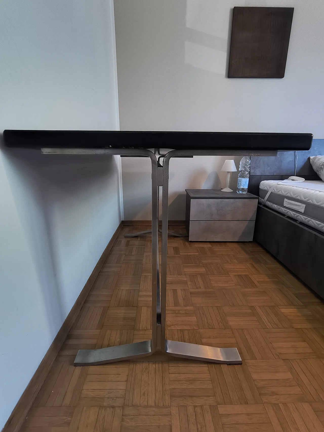 Modern console in wood and steel, late 20th century 1