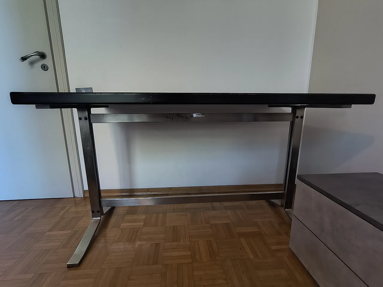 Modern console in wood and steel, late 20th century 2