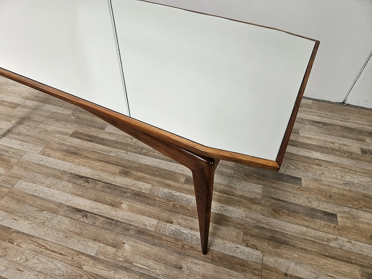 1950s dining table in wood and mirrored top 3