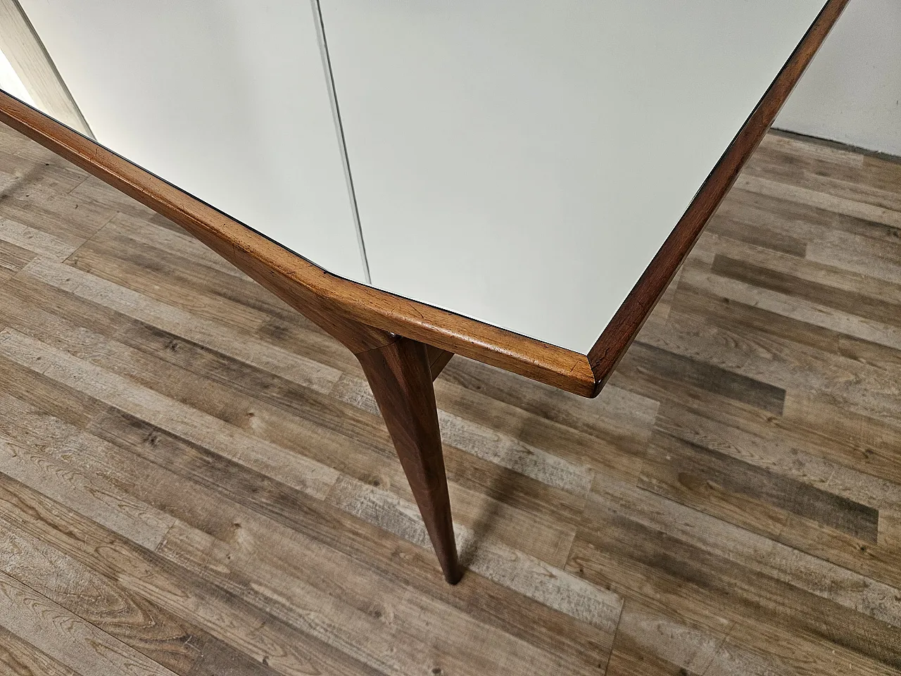 1950s dining table in wood and mirrored top 5