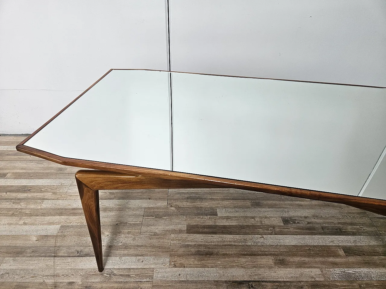1950s dining table in wood and mirrored top 7