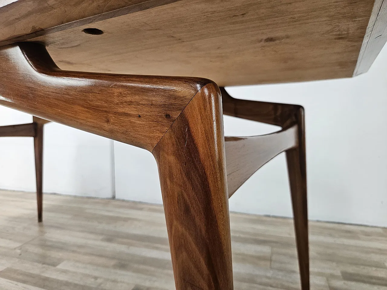 1950s dining table in wood and mirrored top 10