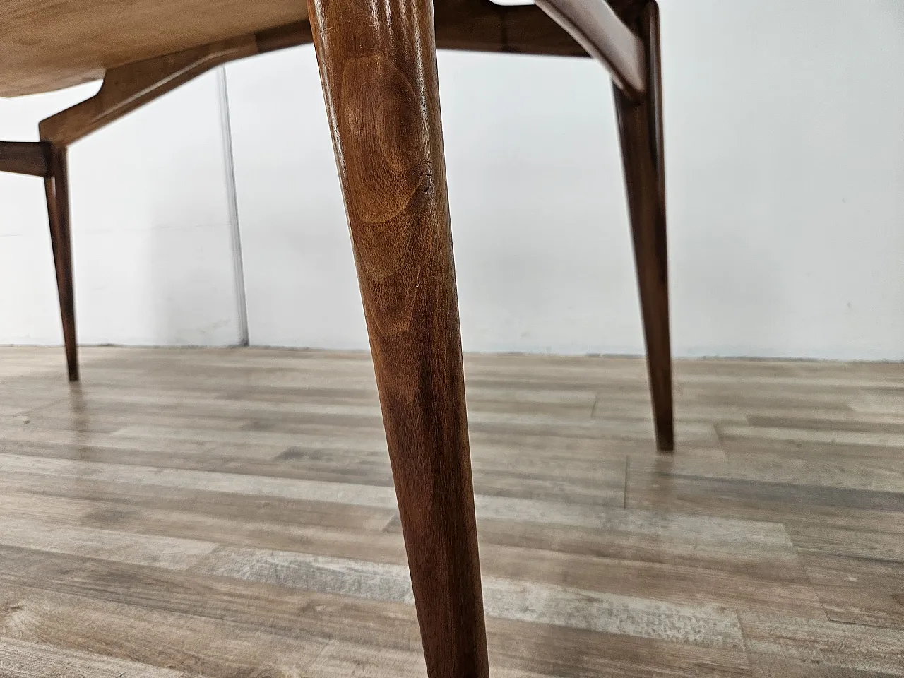 1950s dining table in wood and mirrored top 11