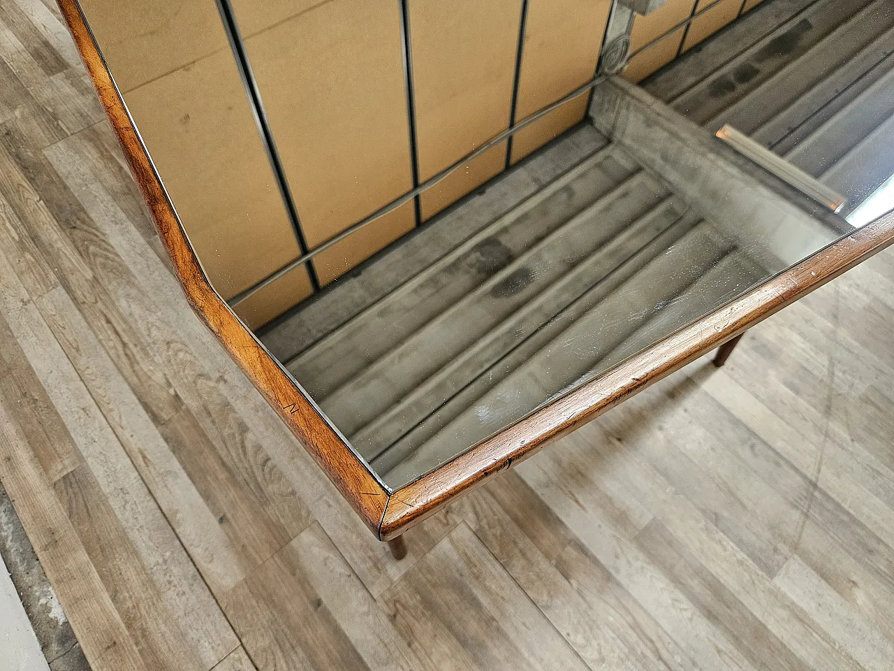 1950s dining table in wood and mirrored top 15