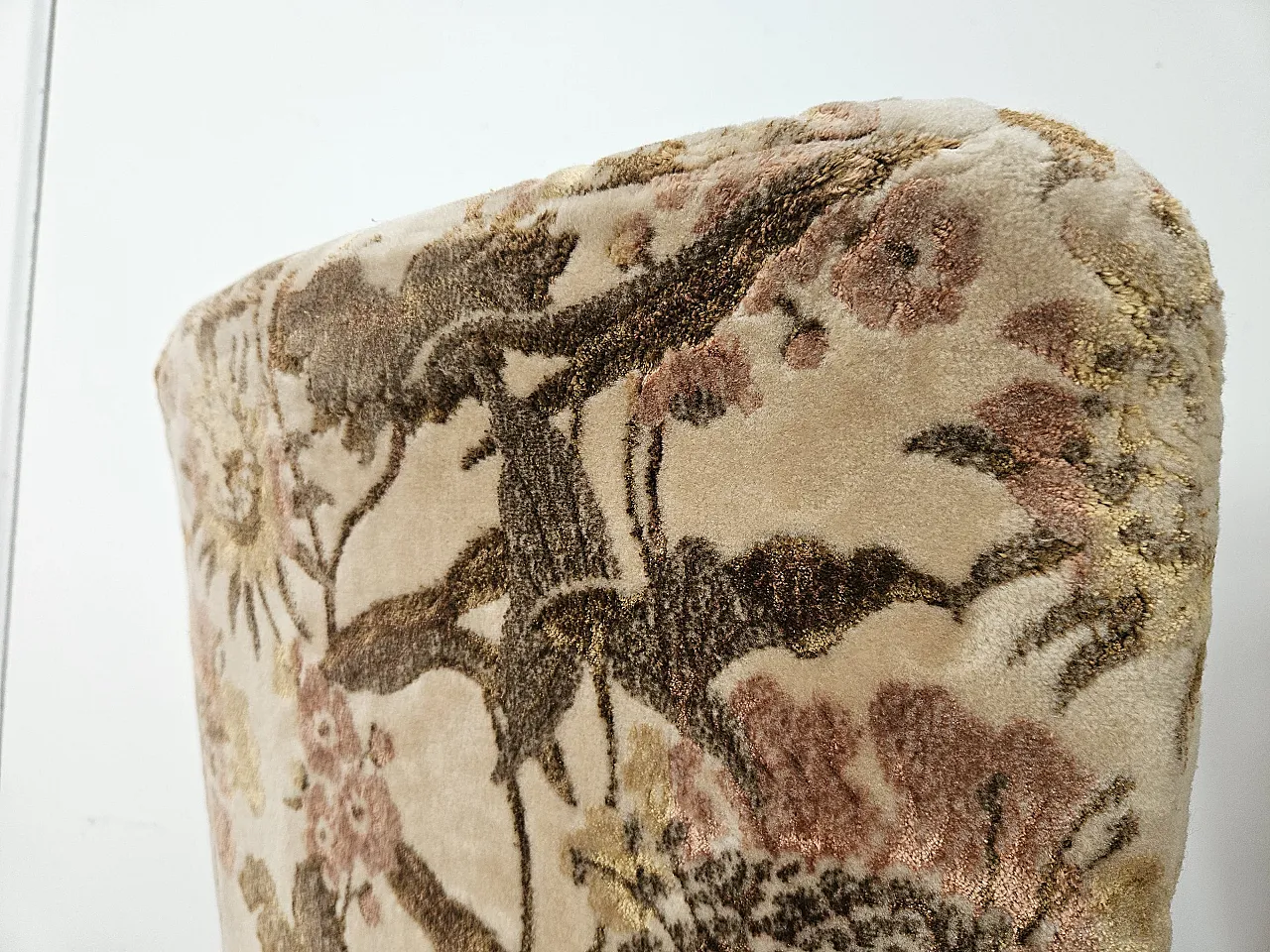Pair of bedroom armchairs in walnut and fabric, 1960 11