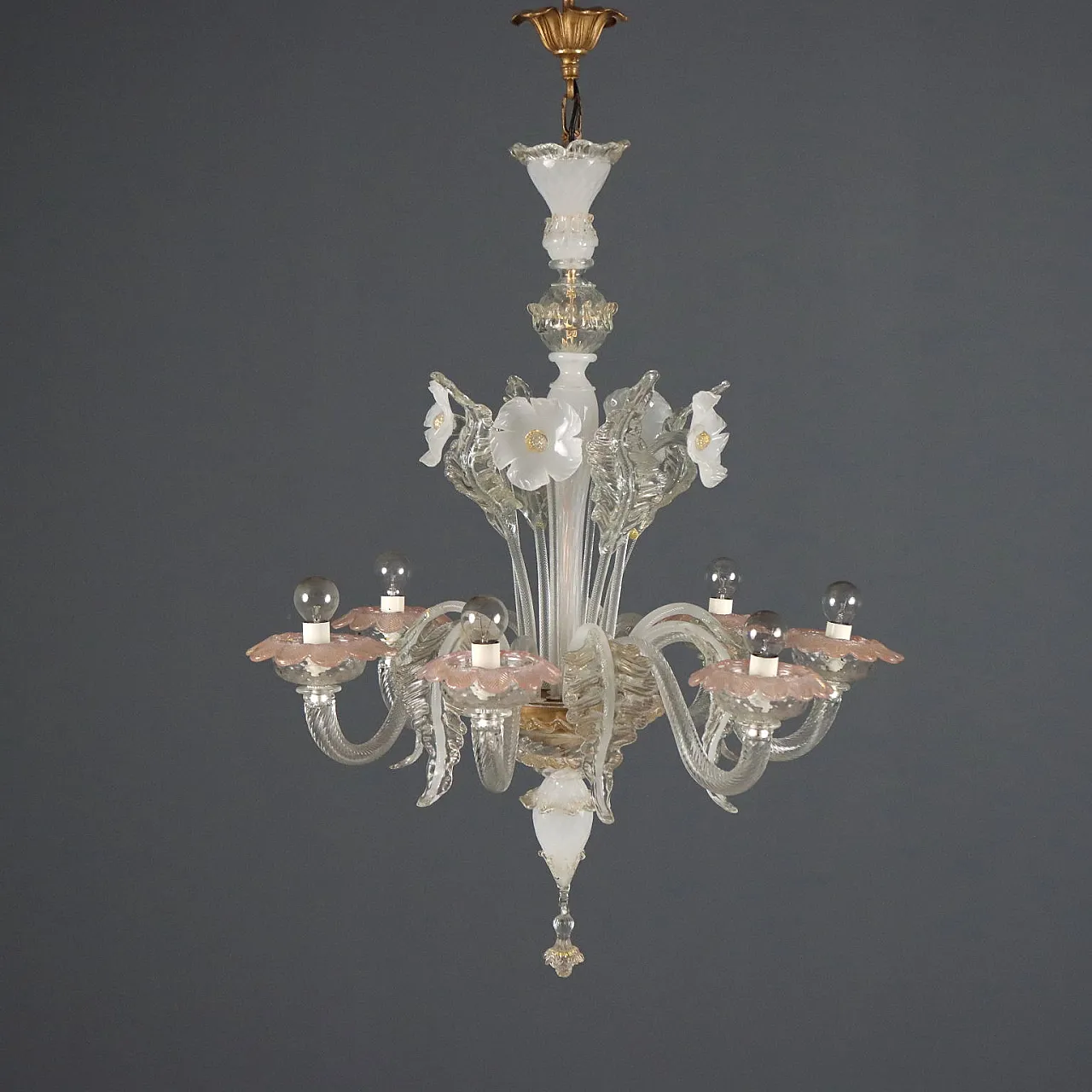 Lampadario in vetro Veneziano soffiato, fine '800 9