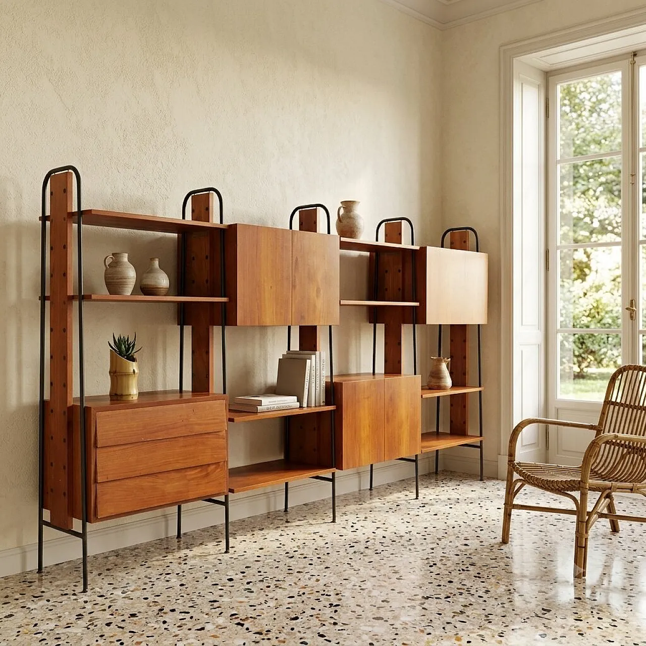 Libreria in teak impiallacciato, anni '60 2
