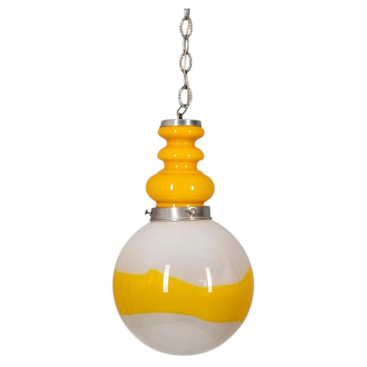 Space Age yellow glass chandelier, 1970s 1