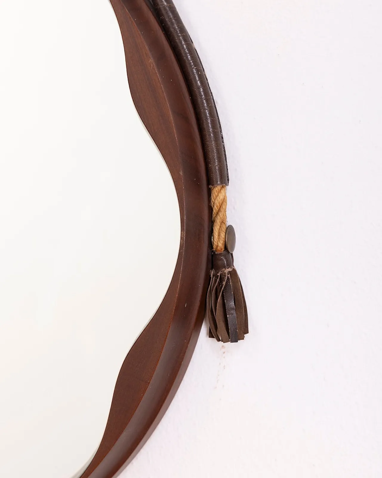 Specchio da parete in legno stampato, anni '70 2
