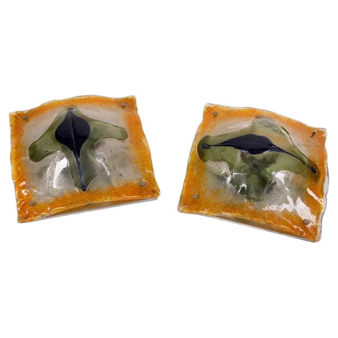 Pair of Murano glass wall lamps by Toni Zuccheri for Mazzega, 1960s 1