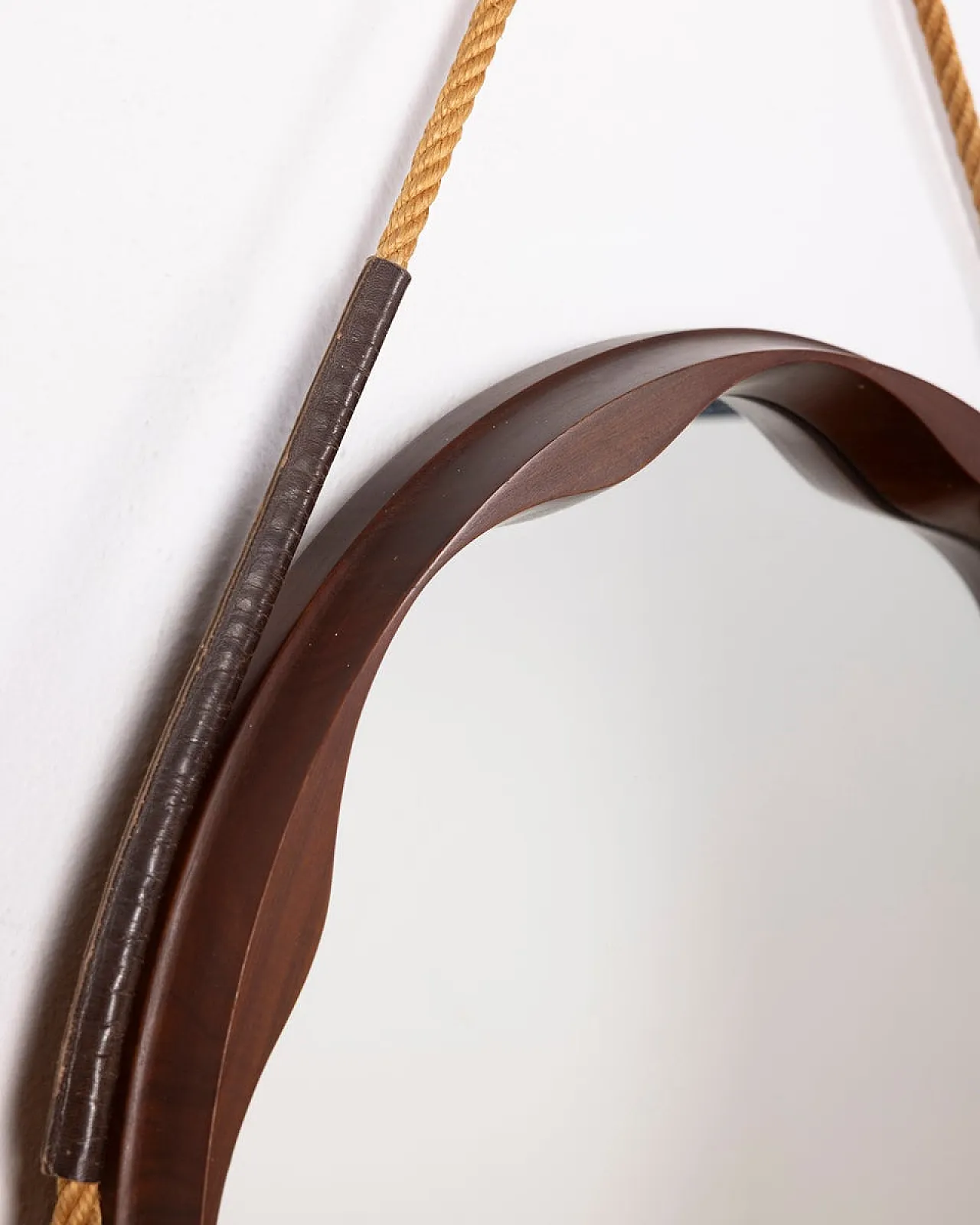 Specchio da parete in legno stampato, anni '70 3