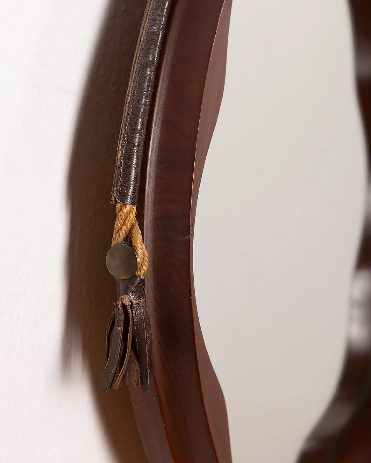Specchio da parete in legno stampato, anni '70 5