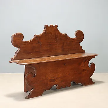 Panca in rovere tinto noce, fine '800