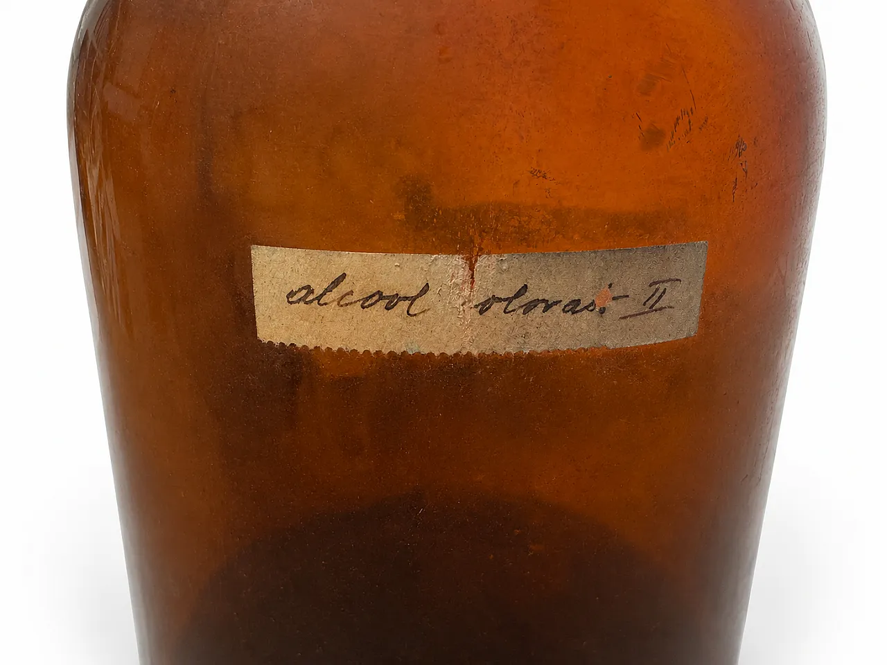 Amber glass pharmacy bottle, 20th century 3