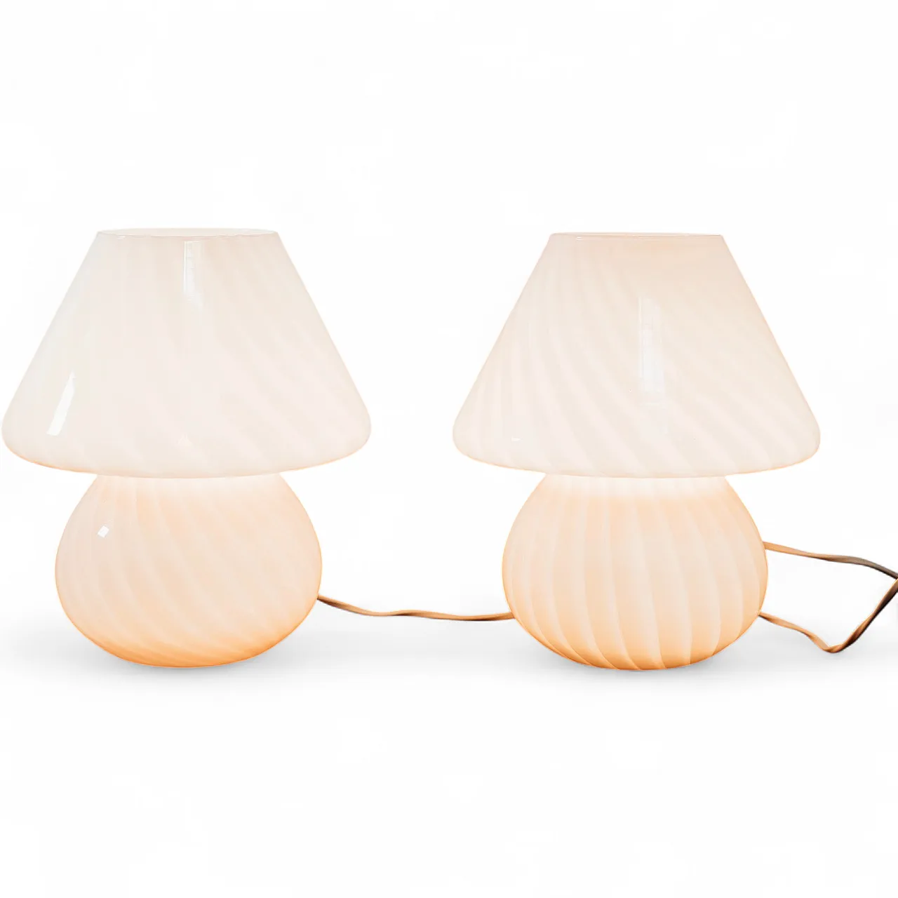 Pair of Pink Mushroom Murano Table Lamps, 1970s 11
