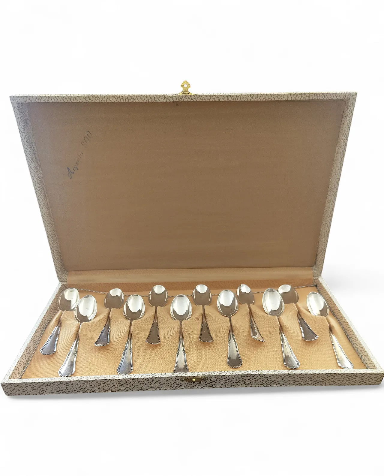 12 cucchiaini in argento massiccio 800, anni '60 10