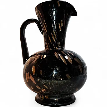 Black glass and aventurine vase attributable to Nason. 50s