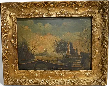 Paesaggio con rovine Dipinto ad olio, '800