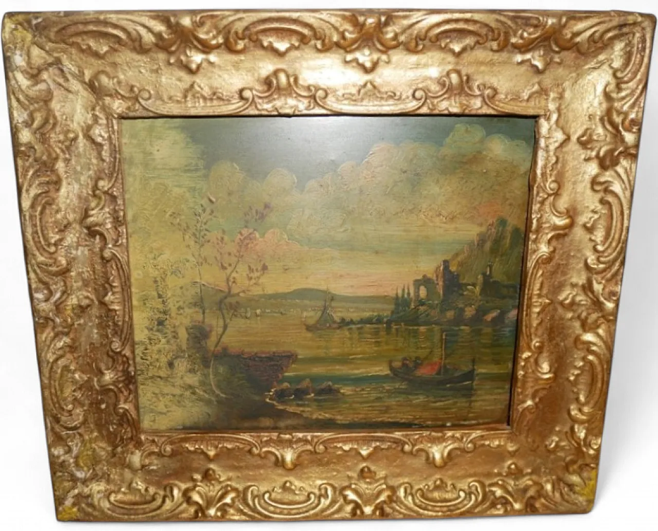 Paesaggio fluviale Dipinto ad olio, '800 12
