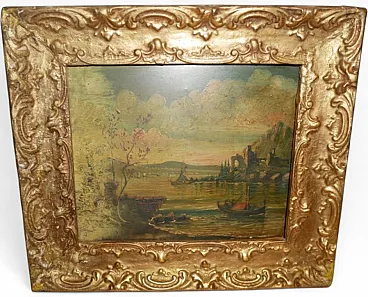 Paesaggio fluviale Dipinto ad olio, '800