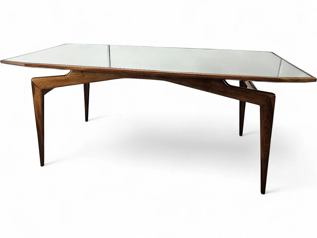 1950s dining table in wood and mirrored top 16