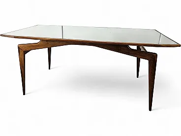 1950s dining table in wood and mirrored top