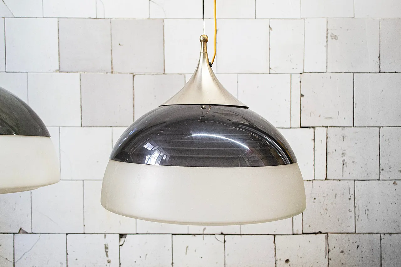 Model 1238 pendant lamp in aluminum and glass by Stilnovo, 1960s 2