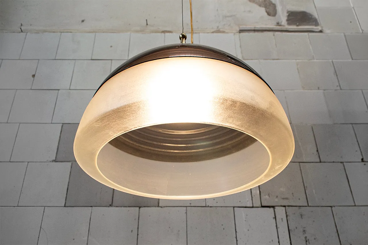 Model 1238 pendant lamp in aluminum and glass by Stilnovo, 1960s 5