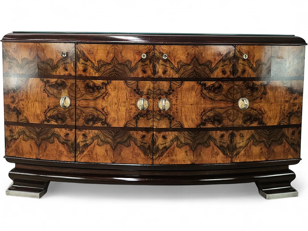 1940s Art Deco Milanese sideboard in briarwood and mirror 34