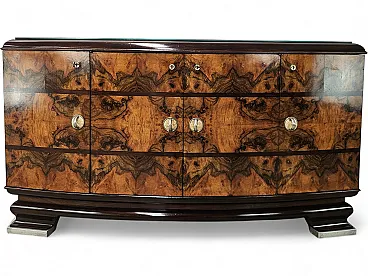 1940s Art Deco Milanese sideboard in briarwood and mirror