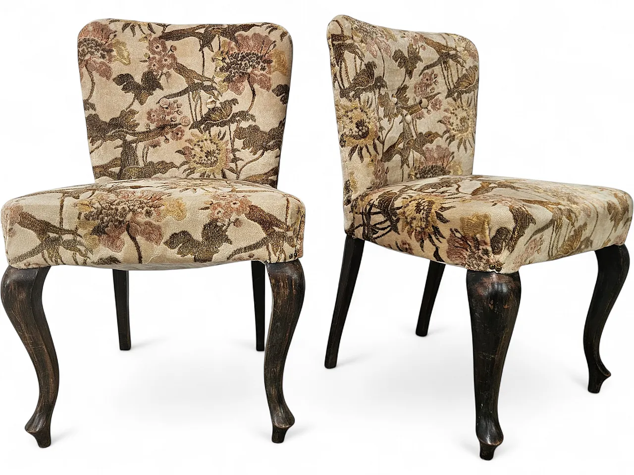 Pair of bedroom armchairs in walnut and fabric, 1960 14