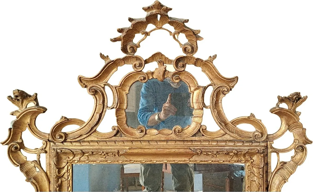 Carved wooden framed mirror, 19th century 4
