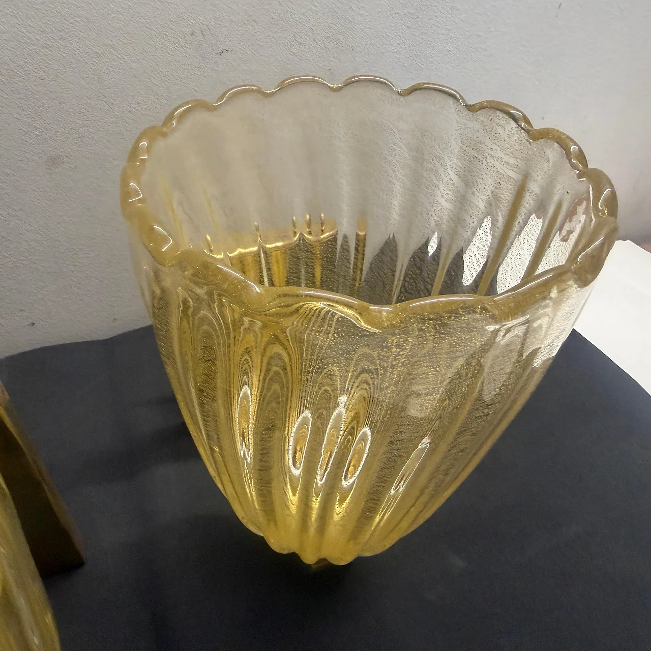 Pair of Murano glass and brass wall sconces, 1990s 6