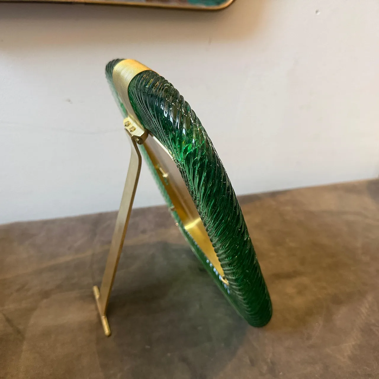 Barovier style Murano glass and brass picture frame, 20th century 9