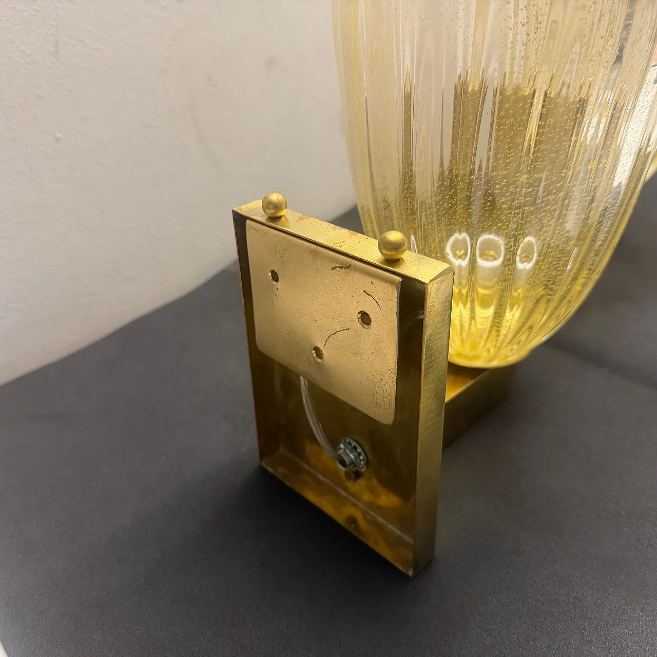 Pair of Murano glass and brass wall sconces, 1990s 14