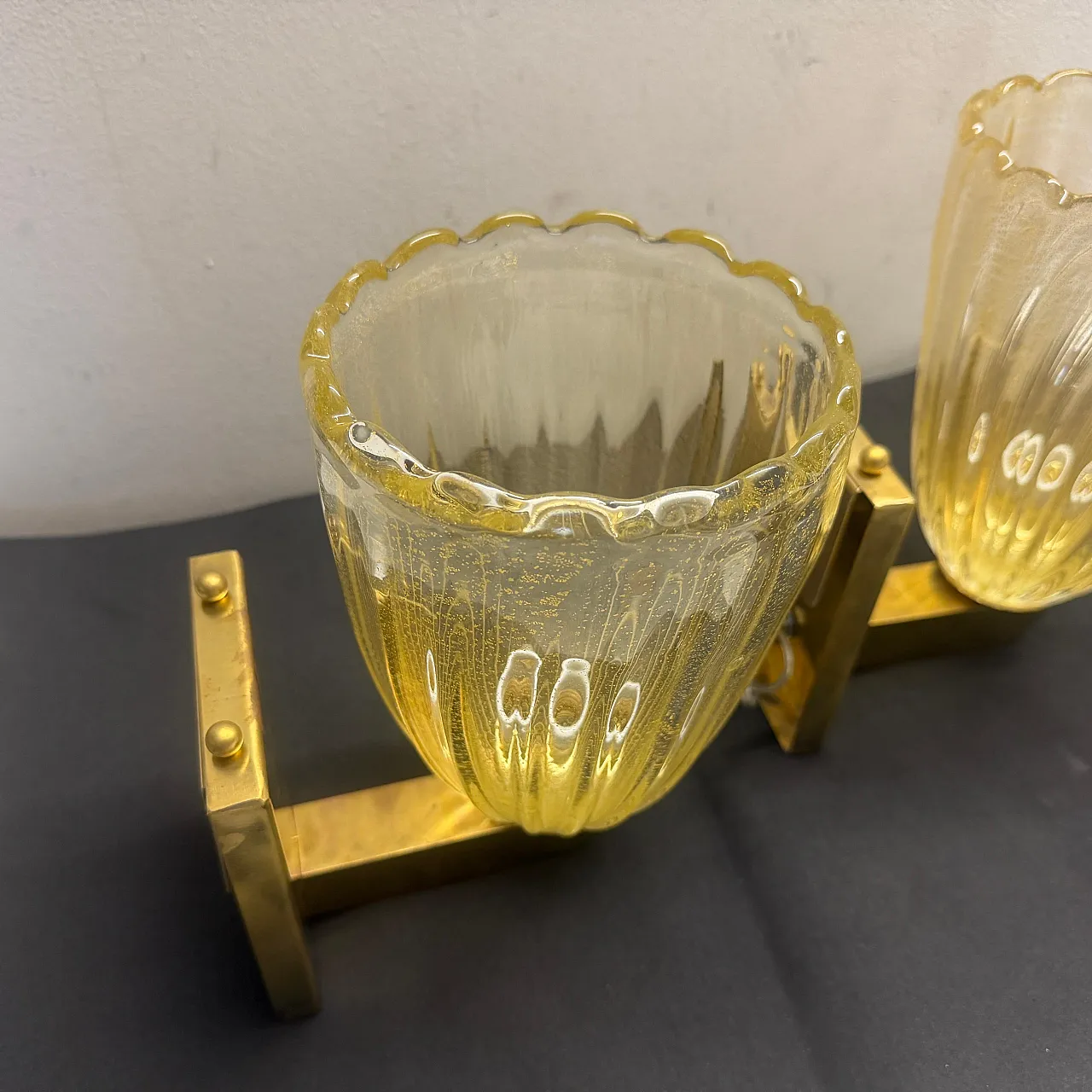 Pair of Murano glass and brass wall sconces, 1990s 16