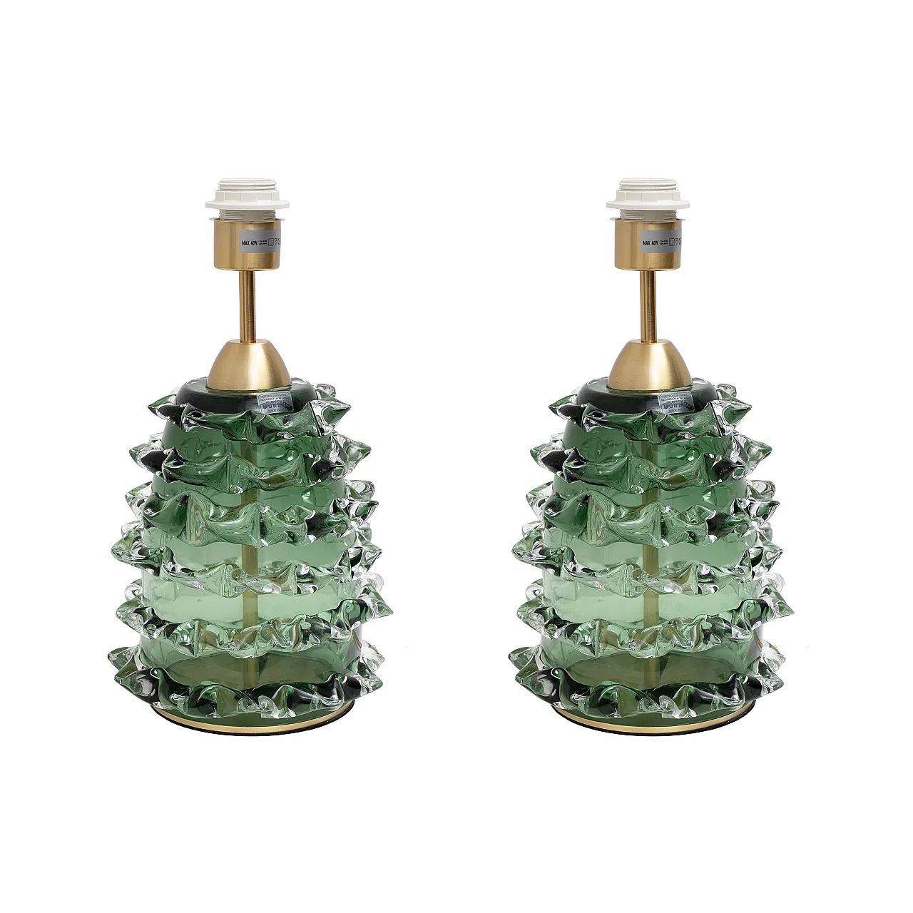Coppia di lampade in vetro di Murano Rostrato verde, anni 2000 1