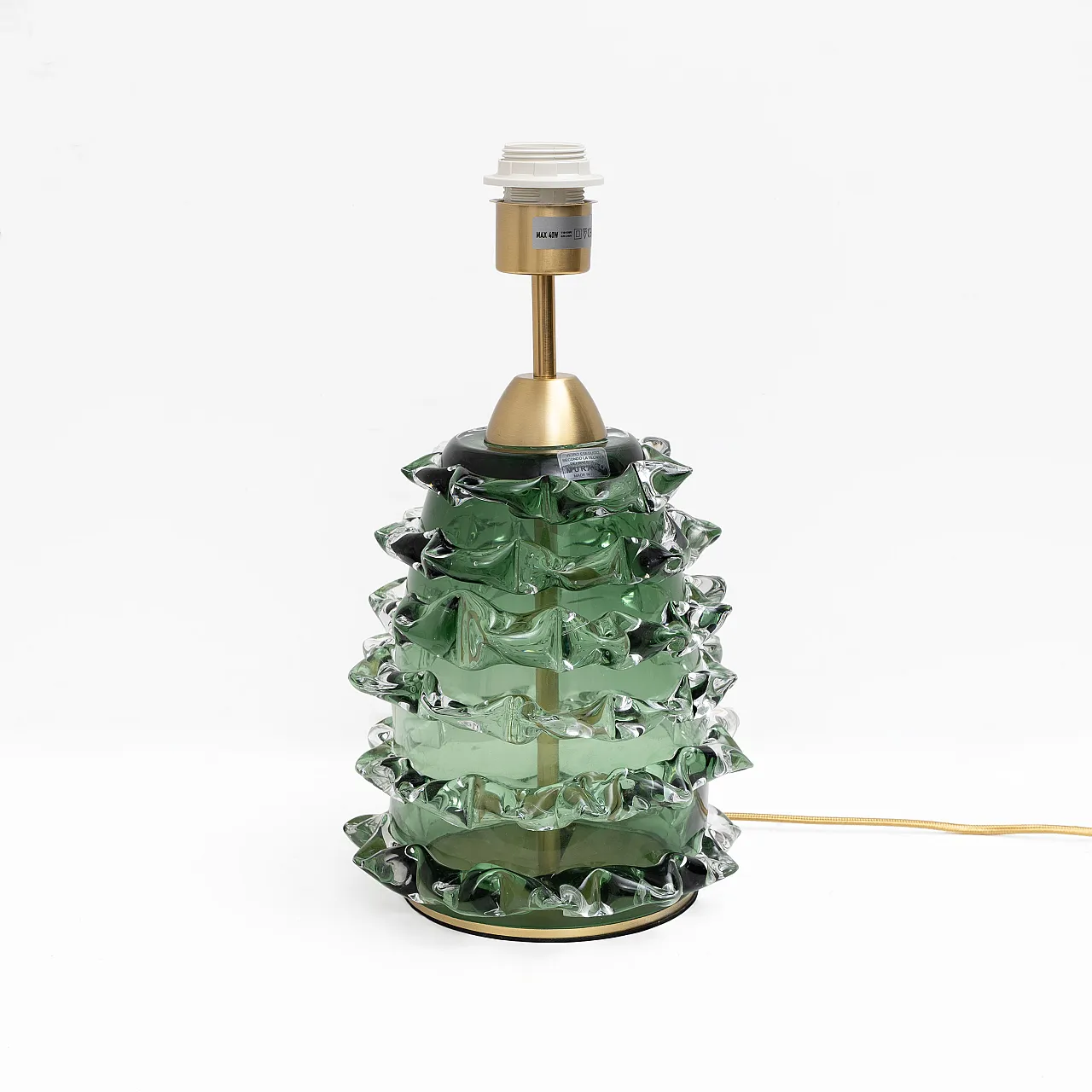 Coppia di lampade in vetro di Murano Rostrato verde, anni 2000 2