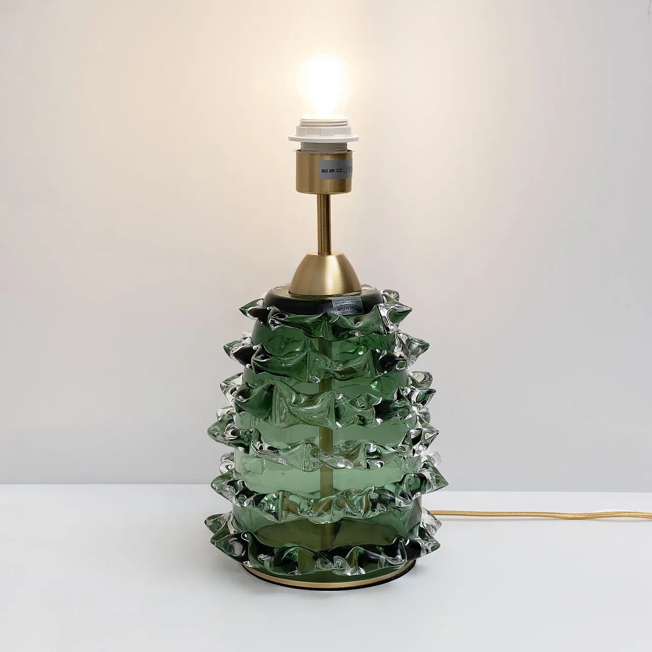 Coppia di lampade in vetro di Murano Rostrato verde, anni 2000 6