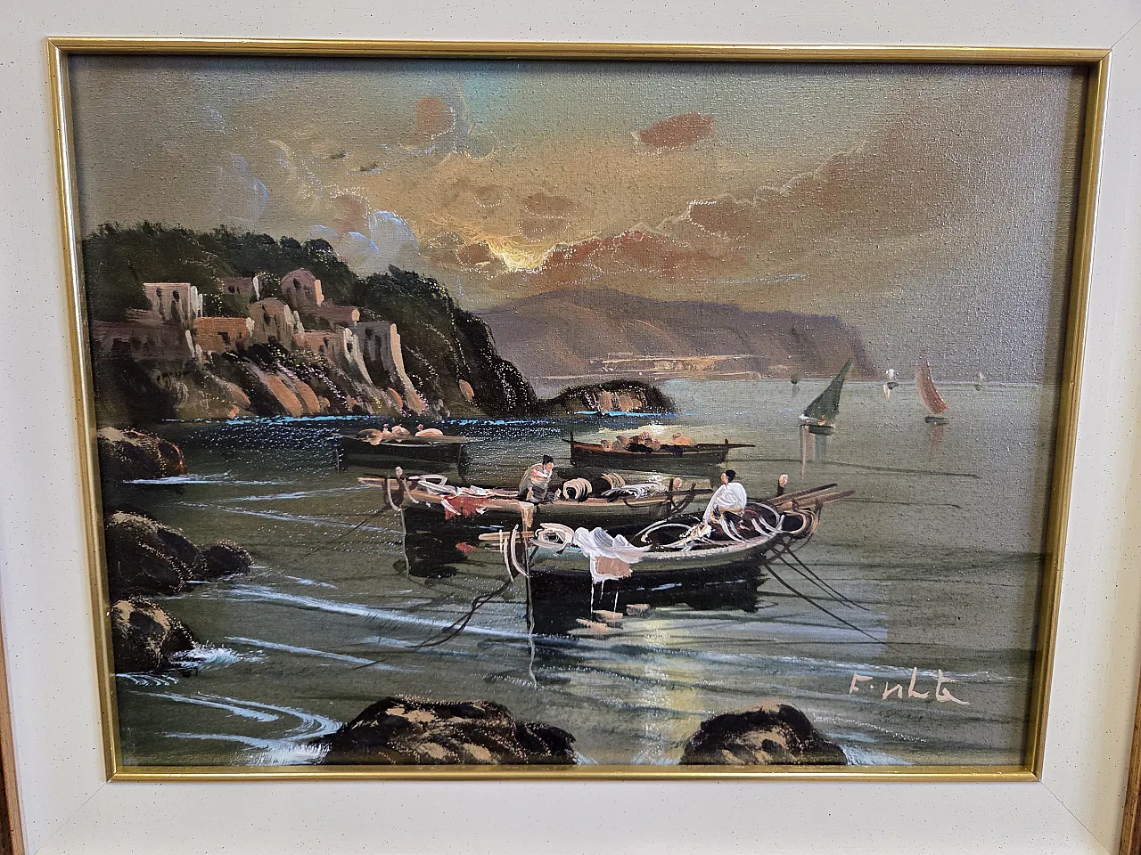 Seascape, oil painting on canvas, Mid 20th century 3