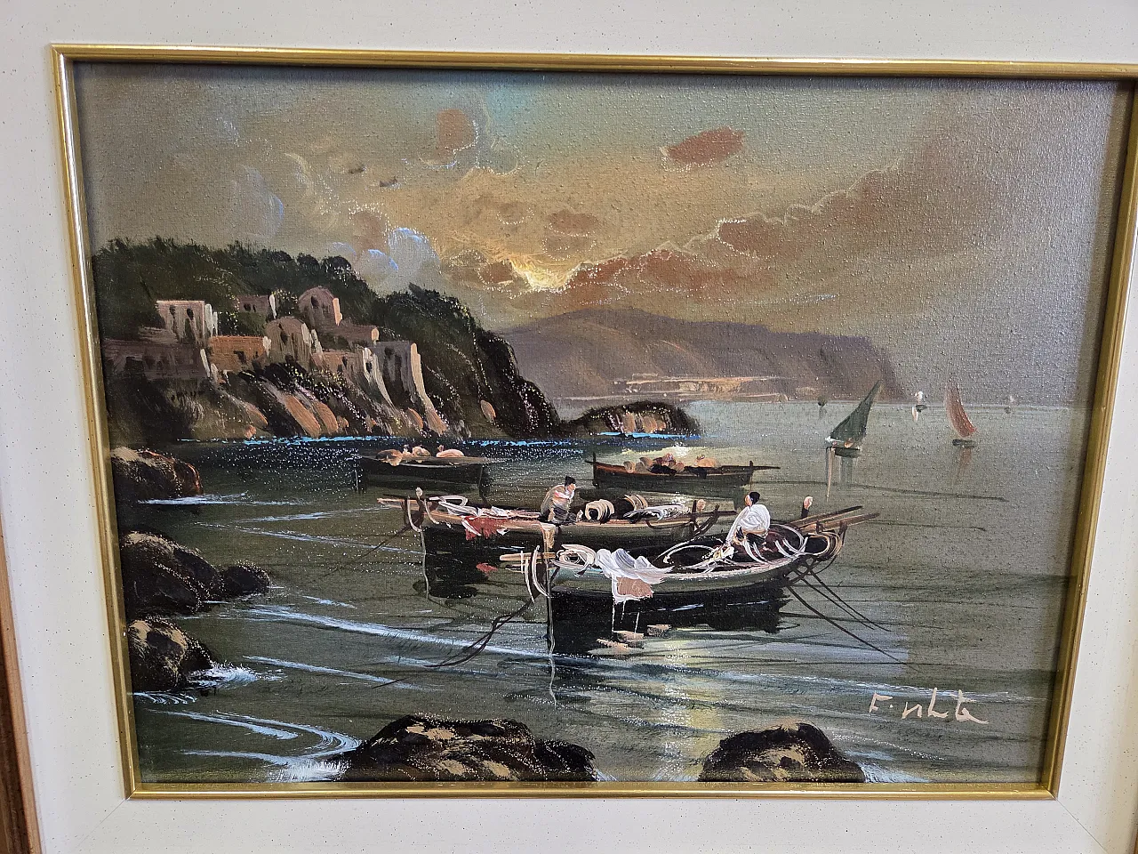 Seascape, oil painting on canvas, Mid 20th century 5
