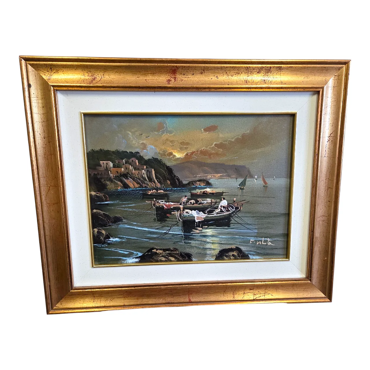 Seascape, oil painting on canvas, Mid 20th century 7