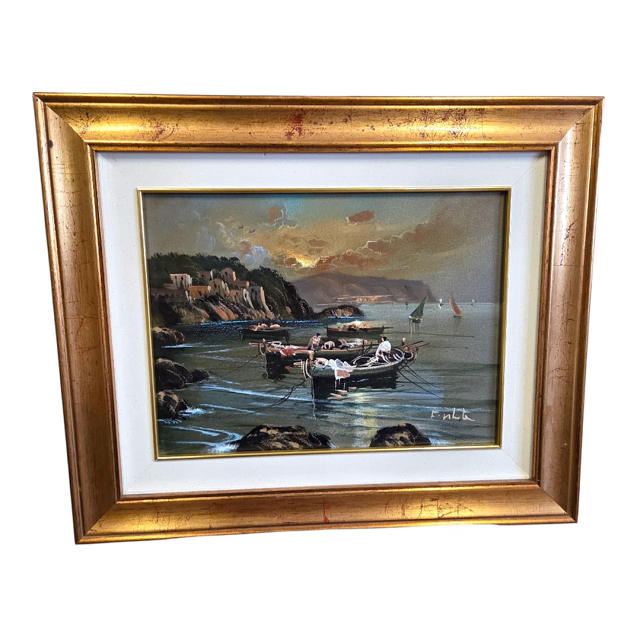 Seascape, oil painting on canvas, Mid 20th century 8