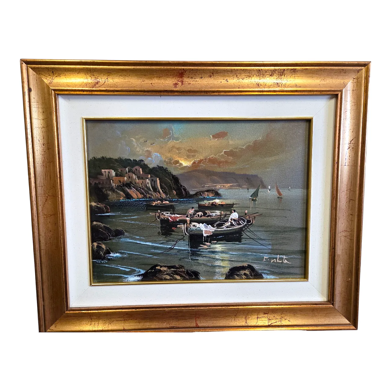 Seascape, oil painting on canvas, Mid 20th century 9