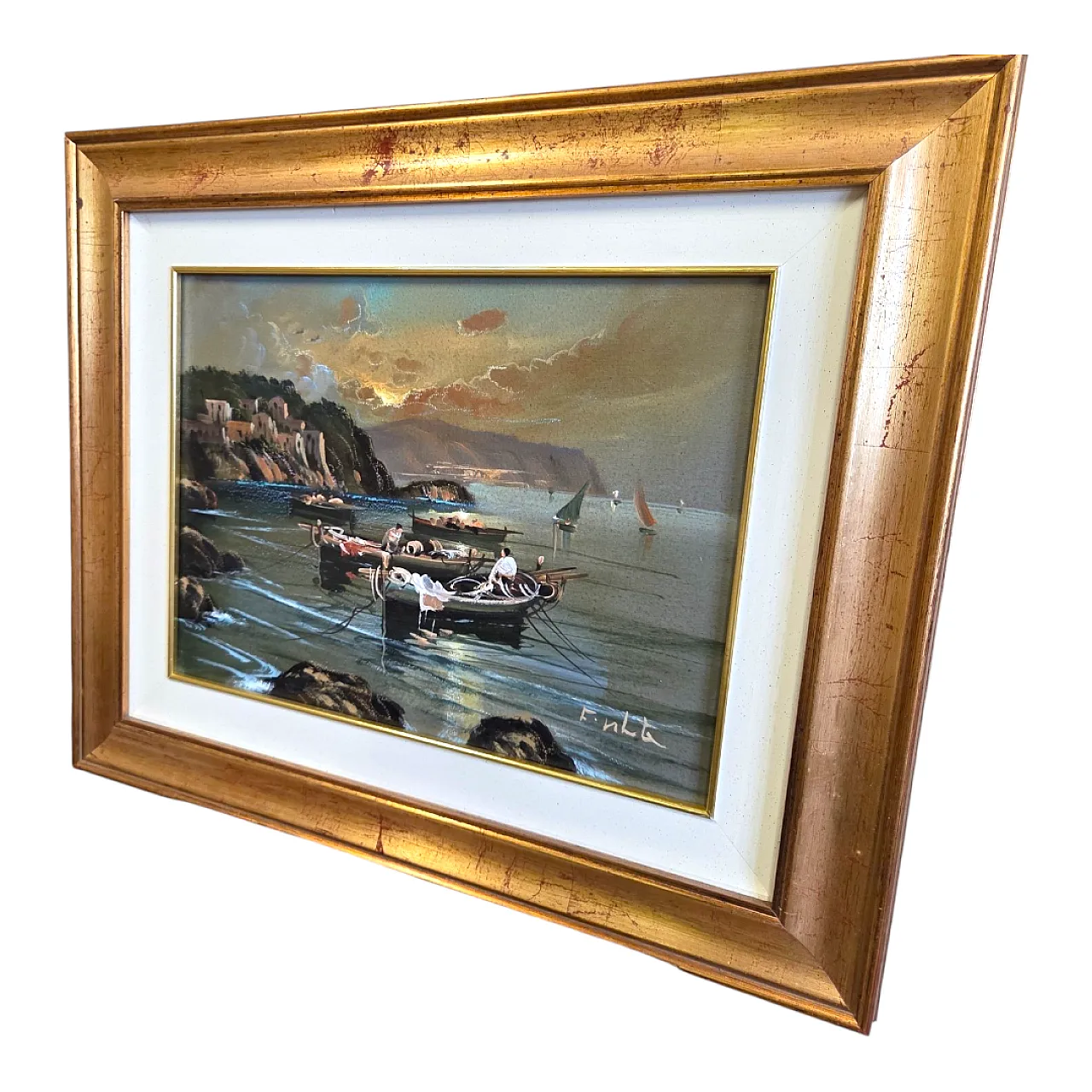 Seascape, oil painting on canvas, Mid 20th century 13