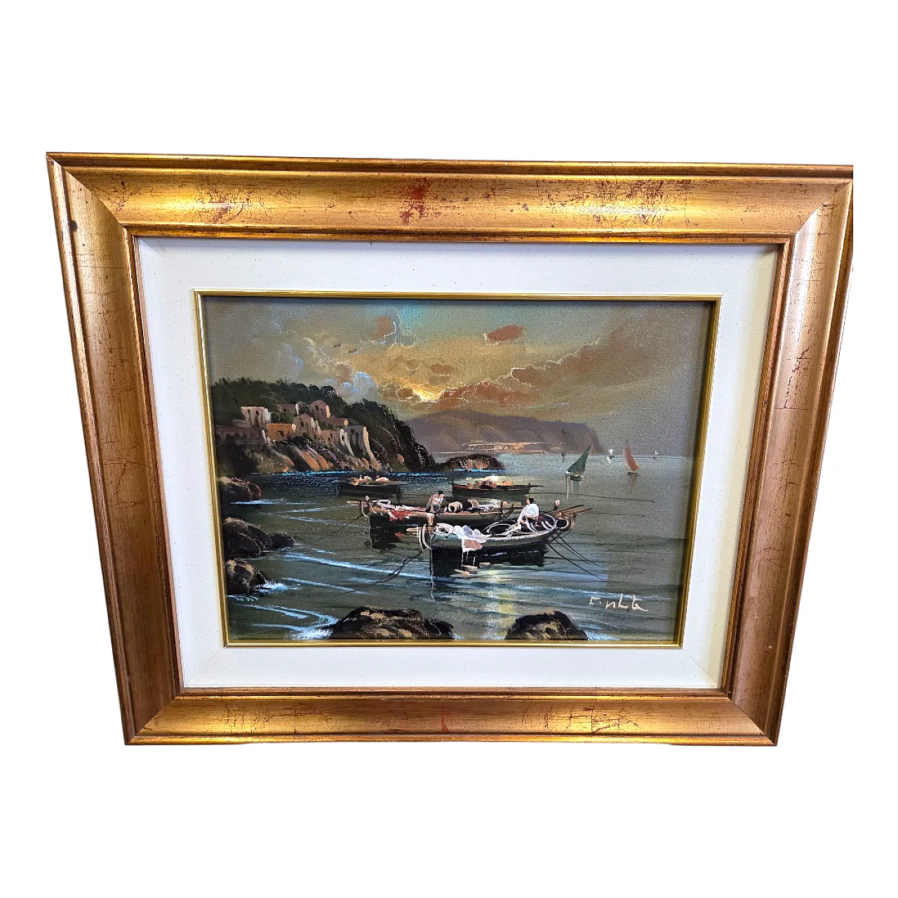 Seascape, oil painting on canvas, Mid 20th century 14