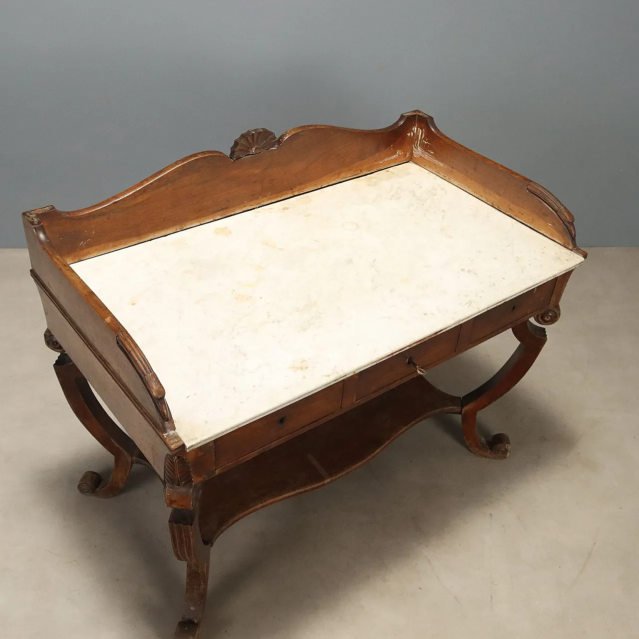 Scrittoio Impero in noce con piano in marmo, primo '800 10