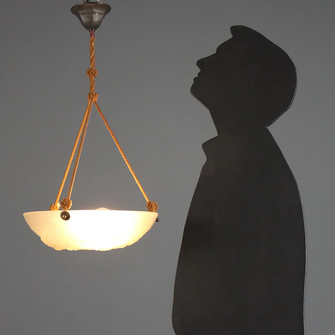 Lampadario in vetro Artistar France con volatili, '900 2